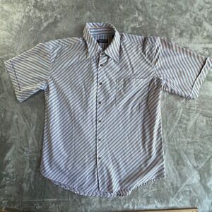 Pacific Flyer Button Down Shirt Mens‎ XL Blue Orange Striped Y2K Skater Surf Top